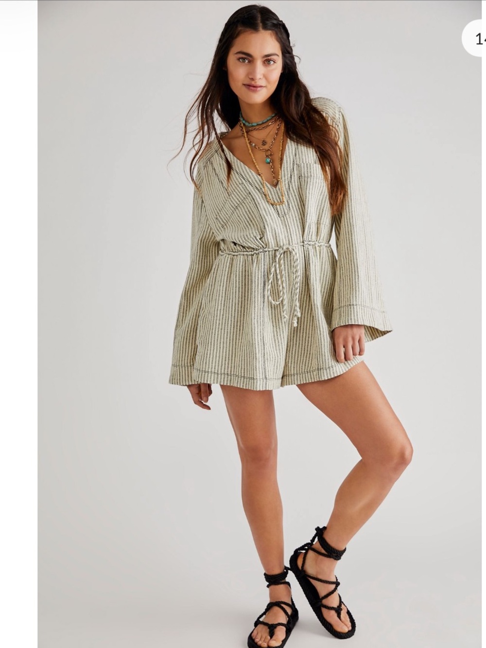 Free People Solstice Washed Shortall Romper- dark brown